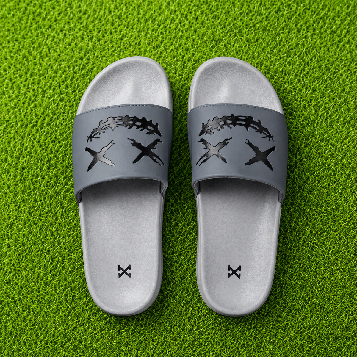 Dark Smile Graphic Street Slides – Green Men’s Casual Comfort Slippers